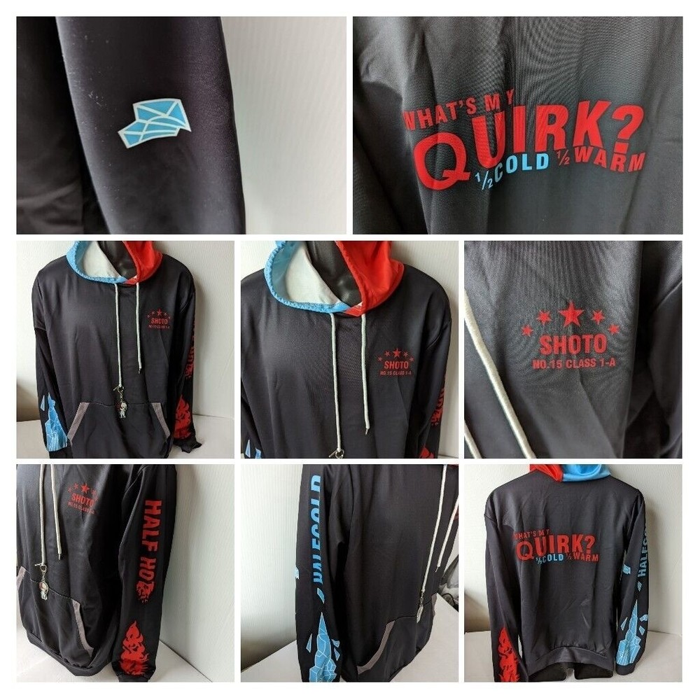 Sweatshirt Hoodie Pullover Mens Large Zip Half Hot Cold Unisex Anime Cosplay
